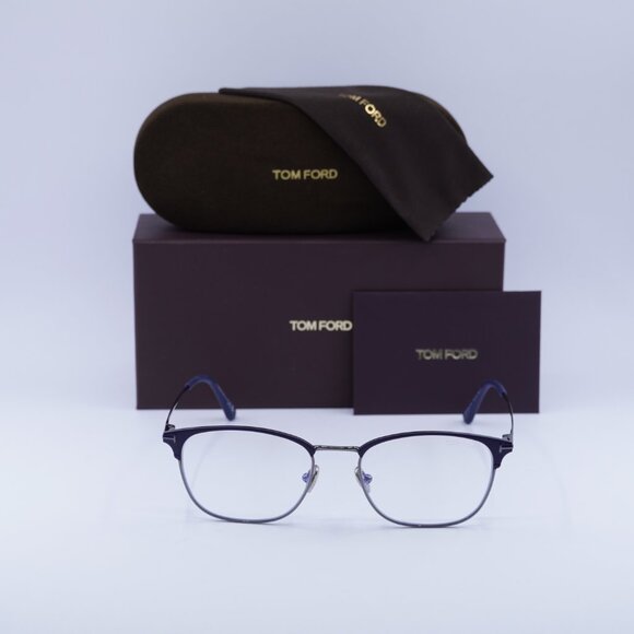 Tom Ford FT5750-B 091 Square Eyeglasses 54mm - Blue/Ruthenium/Blue Light Block - Picture 3 of 9